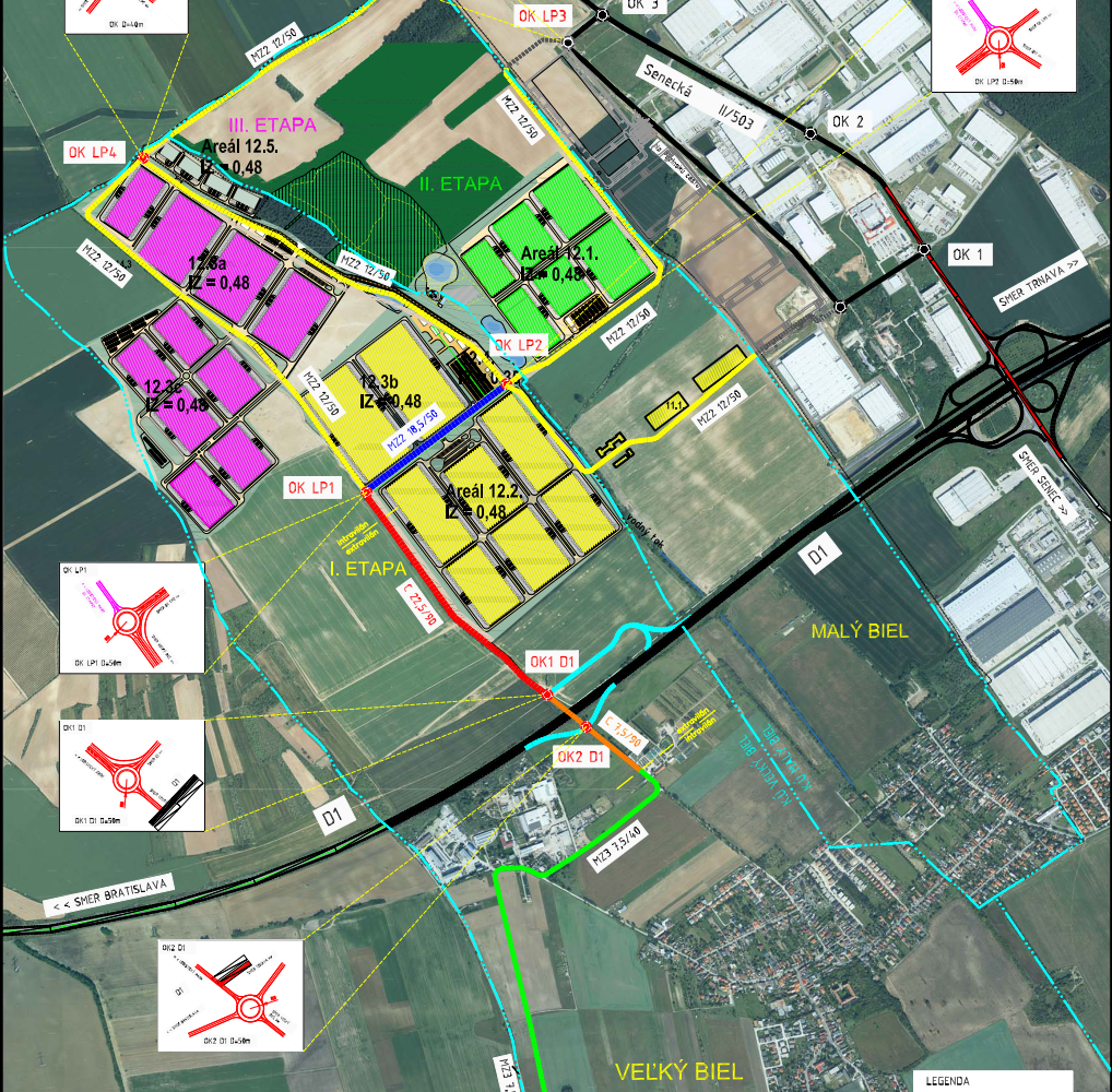 Mapa plánovaného logistického centra pri Veľkom Bieli