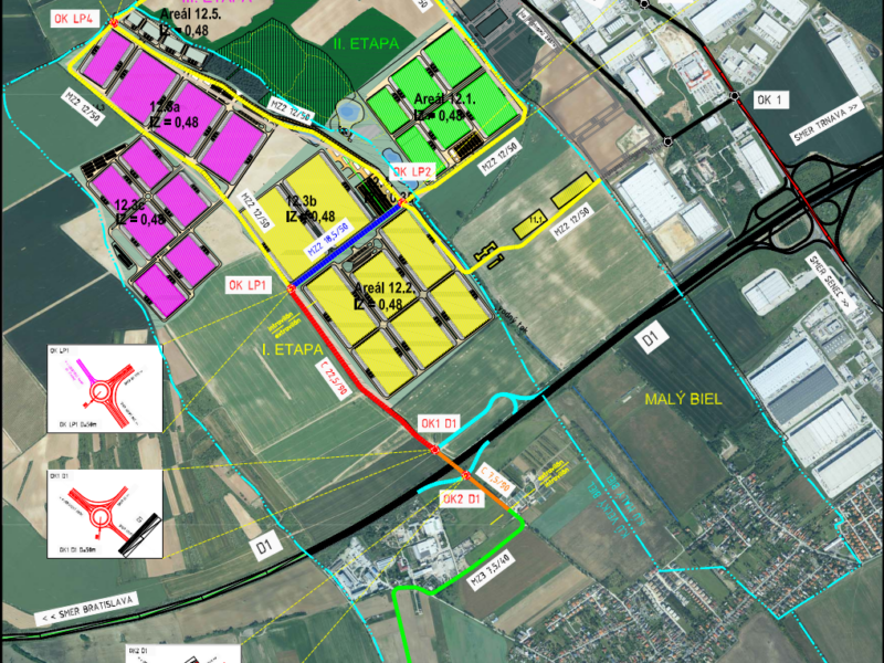Mapa plánovaného logistického centra pri Veľkom Bieli